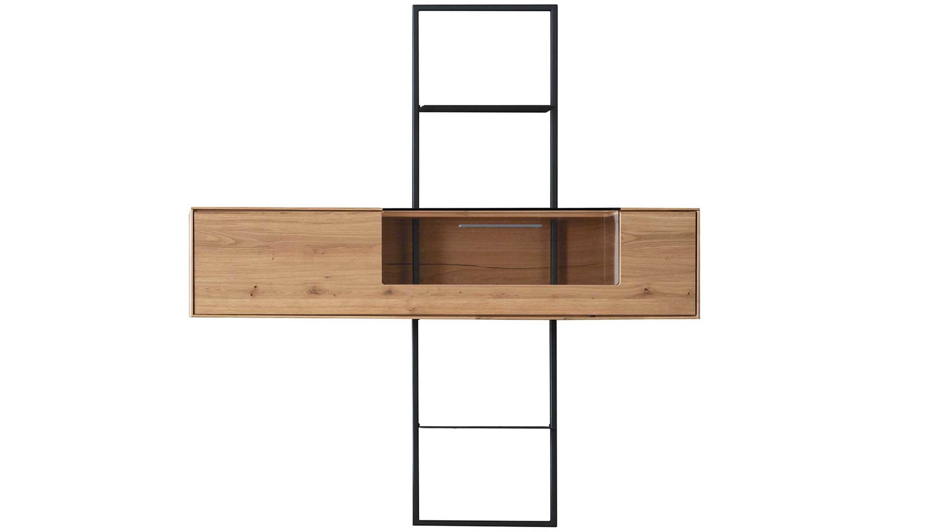 Hängeschrank Wöstmann markenmöbel aus Holz in Holzfarben WÖSTMANN Wohnprogramm WM 1880 – Hängeelement Wildeiche & schwarzes Eisen – zweiteilig