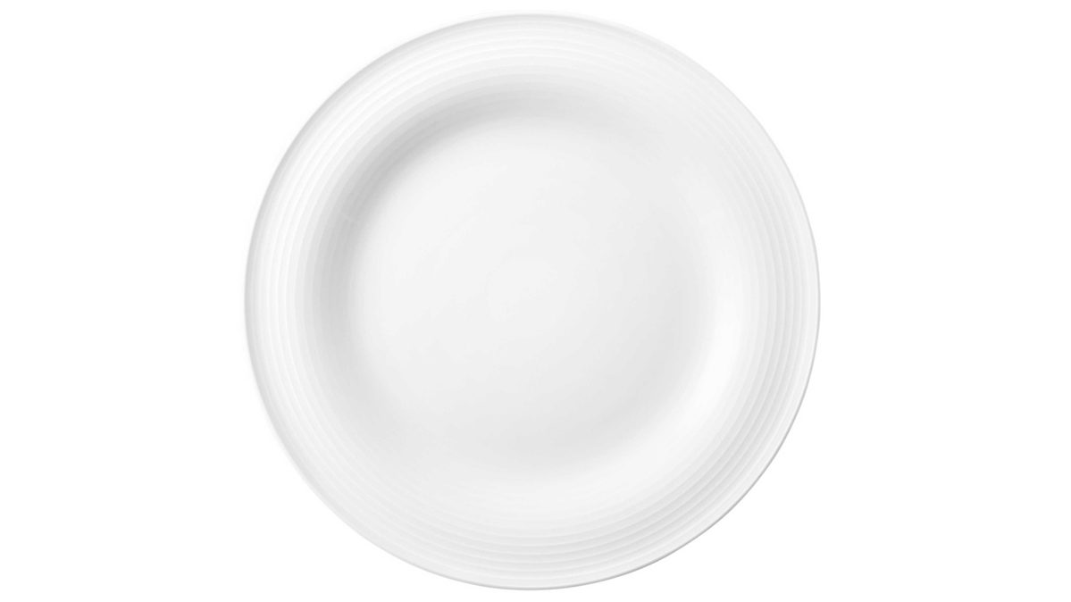 Kuchen- / Frühstücks- / Dessertteller Seltmann aus Porzellan in Weiß Seltmann Geschirrserie Beat 3 – Frühstücksteller weißes Porzellan – Durchmesser ca. 23 cm