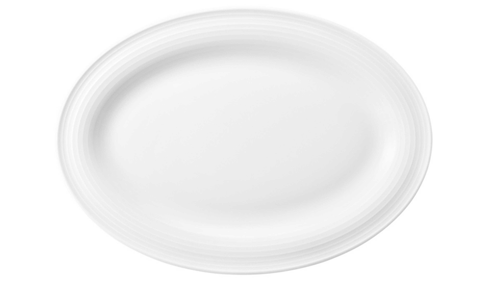 Servierplatte Seltmann aus Porzellan in Weiß Seltmann Geschirrserie Beat 3 – Servierplatte weißes Porzellan – ca. 25 x 18 cm
