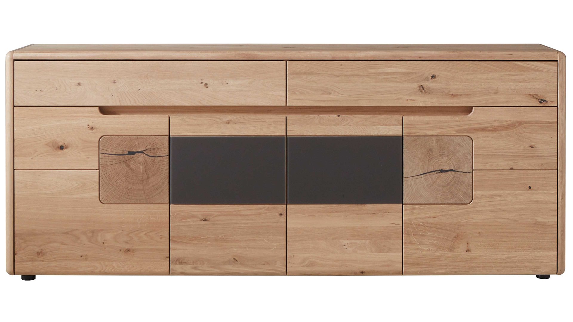 Sideboard Wöstmann markenmöbel aus Holz in Holzfarben WÖSTMANN Sideboard Solento Wildeiche & Hirnholz – vier Türen, zwei Schubladen