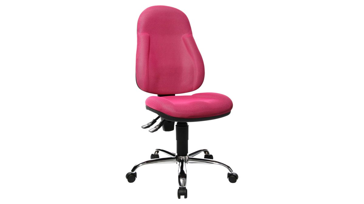 Drehstuhl orthoSedis aus Stoff in Pink Bürodrehstuhl OrthoSedis 10 als Chefsessel  pinker Bezug BB1 & verchromtes Drehkreuz