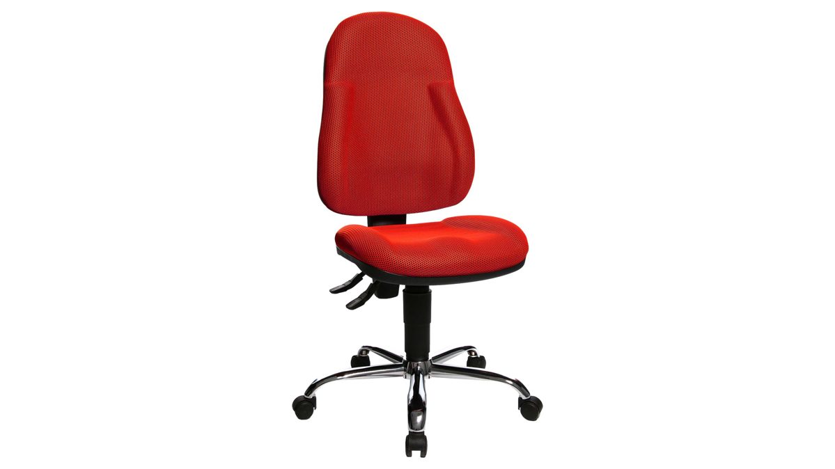 Drehstuhl OrthoSedis aus Stoff in Rot Bürodrehstuhl OrthoSedis 10 als Chefsessel roter Bezug BB2 & verchromtes Drehkreuz