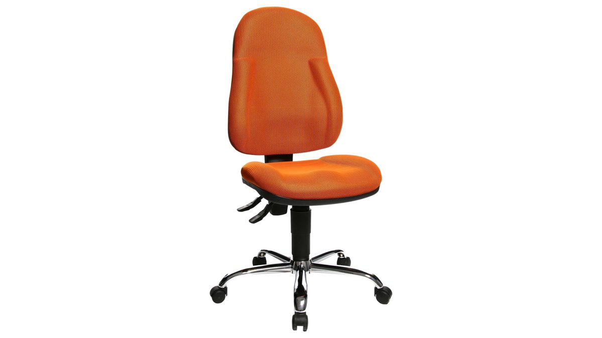 Drehstuhl orthoSedis aus Stoff in Orange Bürodrehstuhl OrthoSedis 10 als Chefsessel  orangefarbener Bezug BB2 & verchromtes Drehkreuz