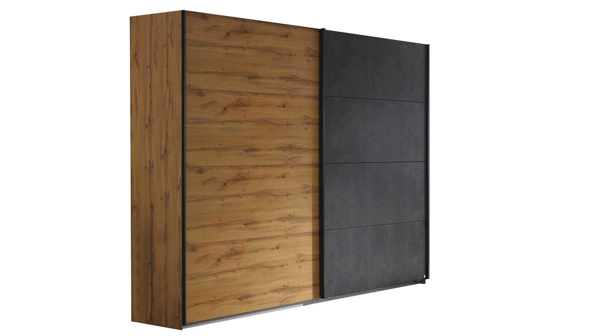 Kleiderschrank Rauch aus Holz in Holzfarben rauch ORANGE Kleiderschrank Tampa Wotan Eiche- & Granit anthrazit – zwei Türen, Breite ca. 226 cm