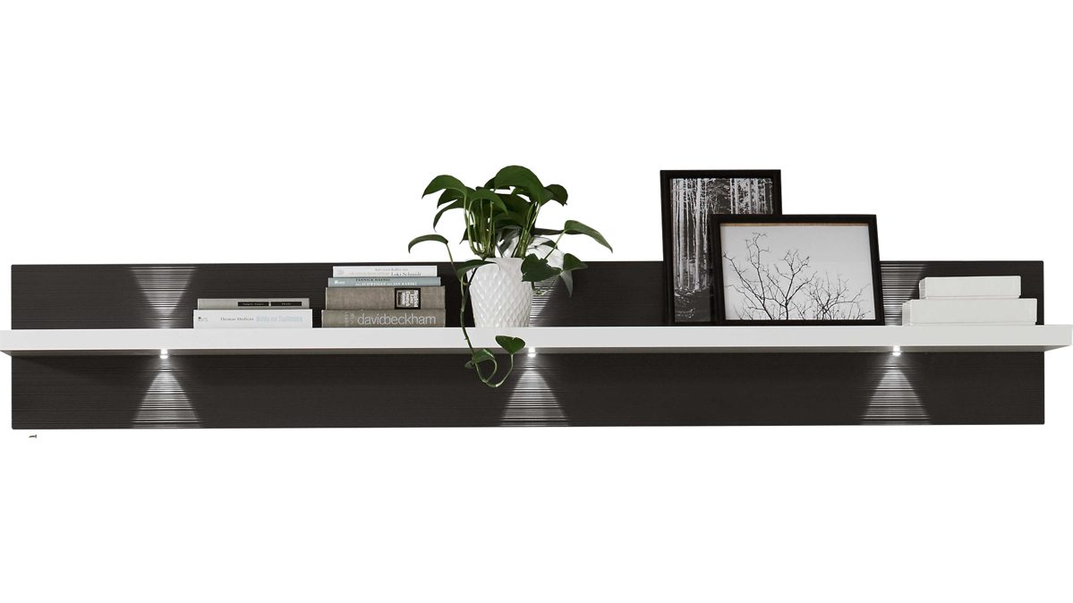 Wandregal Ideal möbel aus Holz in Grau Wandregal Manhattan Graphit & Arcticweiß – Länge ca. 200 cm