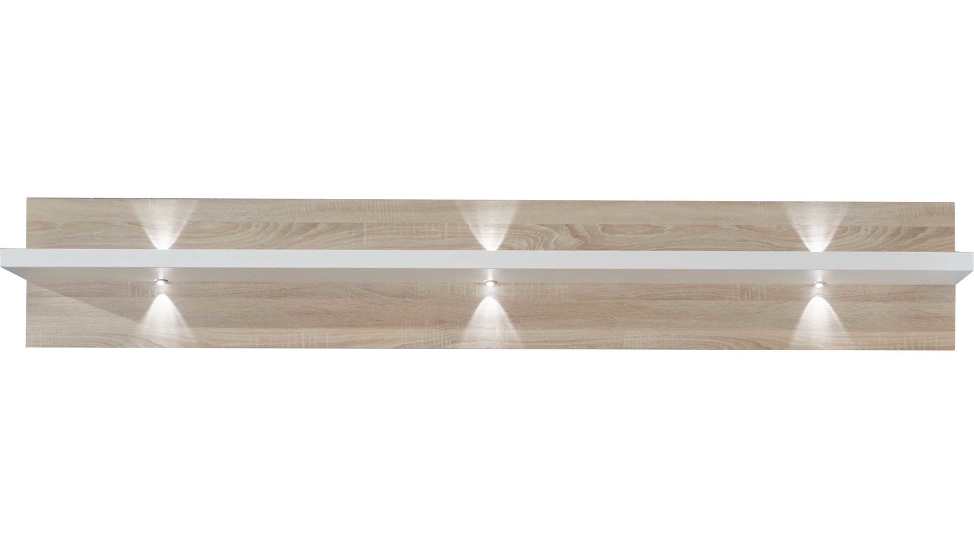 Wandregal Ideal möbel aus Holz in Holzfarben Wandregal Manhattan Eiche sägerau & Arcticweiß – Länge ca. 200 cm