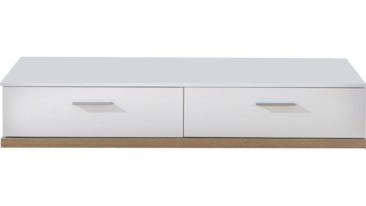 Lowboard Ideal möbel aus Holz in Holzfarben Medien-Lowboard Manhattan Weiß & Eiche sägerau – zwei Schubladen, Länge ca. 105 cm