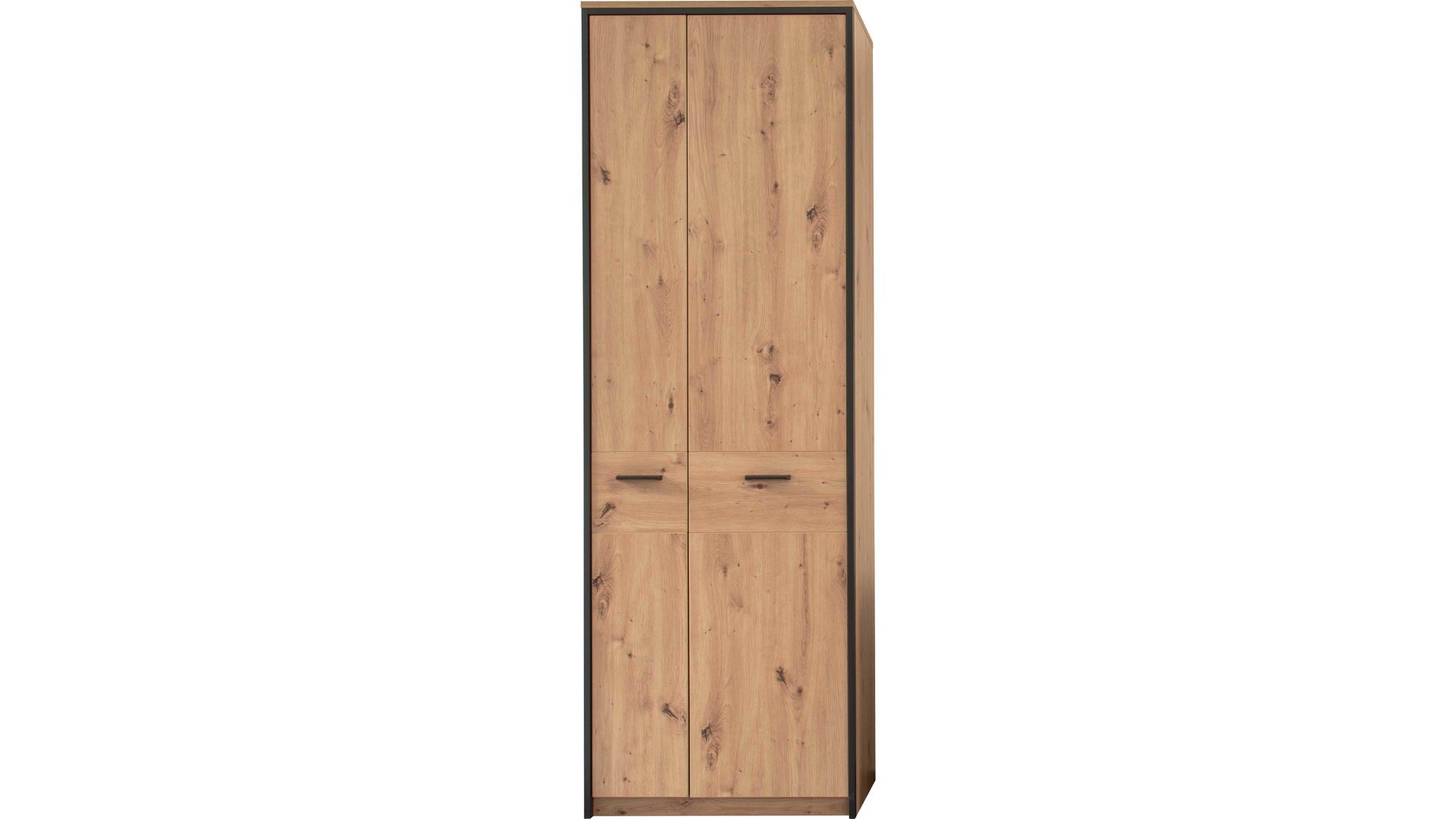 Garderobenschrank Mca furniture aus Holz in Holzfarben Garderobenserie Bergen – Garderobenschrank Balkeneiche & Anthrazit – zwei Türen