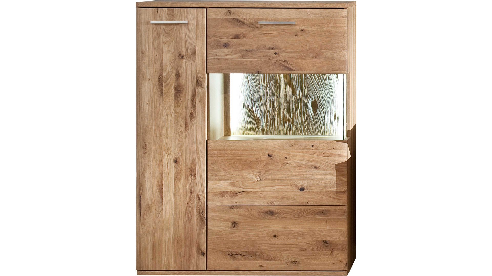 Highboard Mca furniture aus Holz in Holzfarben Wohnprogramm Santori - Highboard Eiche & Asteiche – zwei Türen, links