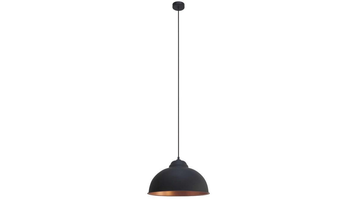 Pendelleuchte Eglo aus Metall in Schwarz EGLO Pendelleuchte Truro 2 bzw. Hängelampe Mattschwarz & Kupfer - Durchmesser ca. 37 cm