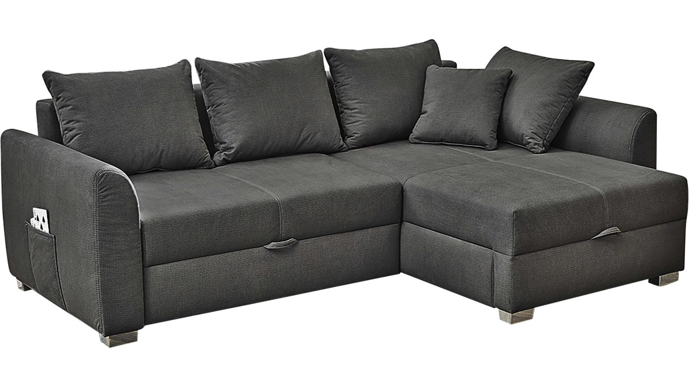 Ecksofa Job aus Stoff in Dunkelgrau Funktions-Ecksofa Boomer dunkelgraues Flachgewebe 295.19 – Stellfläche ca. 236 x 160 cm