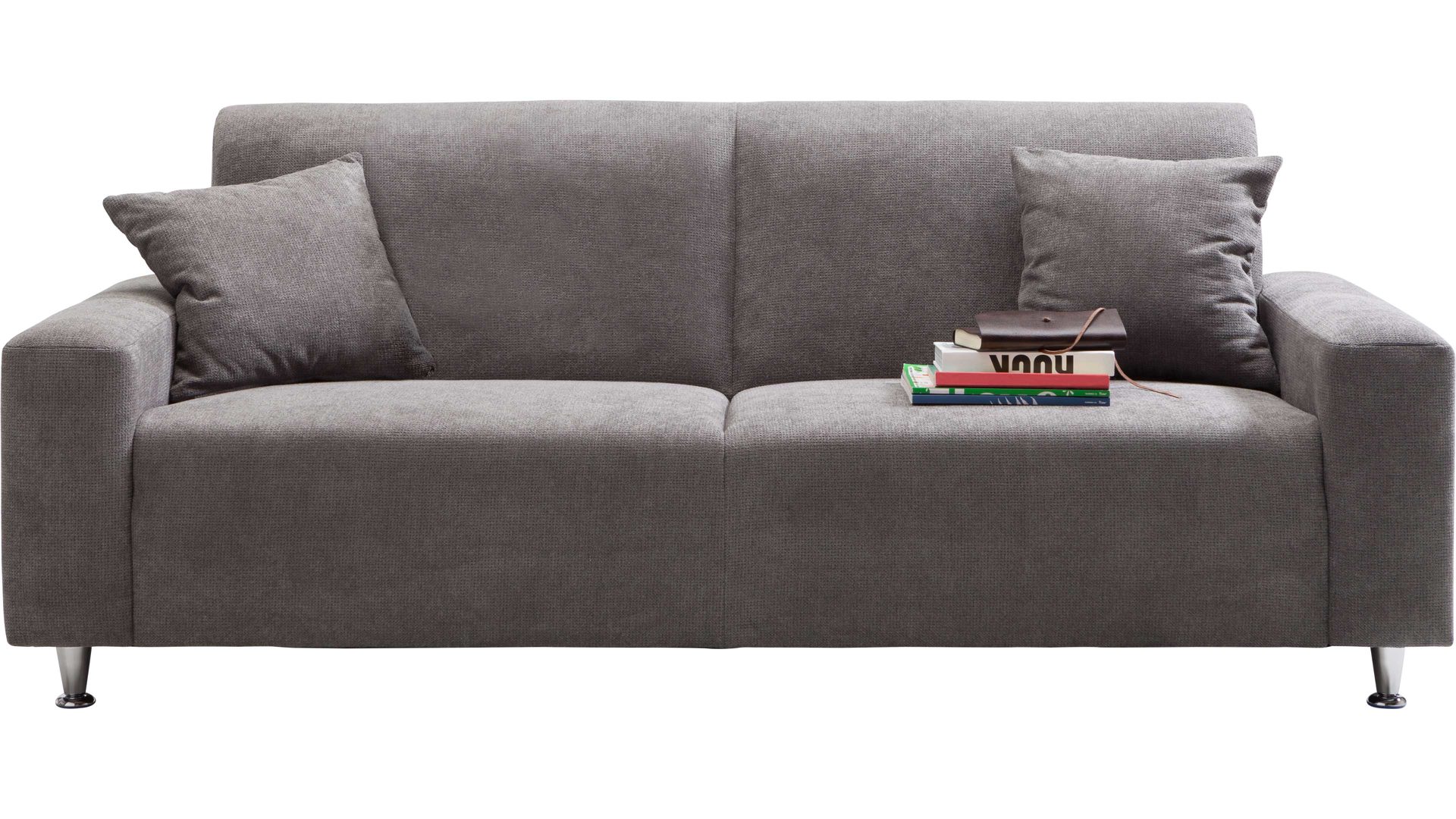 Dreisitzer A. z. iwaniccy aus Stoff in Braun Dreisitzer Sofa Julia mit Bonnellfederkern stonefarbene Mikrofaser Boston & Chromfüße – Länge ca. 201 cm