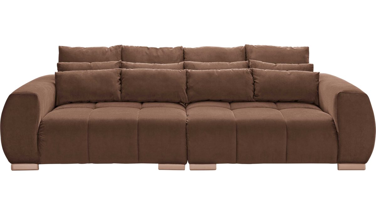 Bigsofa KAWOO aus Stoff in Braun KAWOO Bigsofa Serie Escape bzw. Couch brauner Bezug Sun 29 & Holzfüße - Länge ca. 276 cm