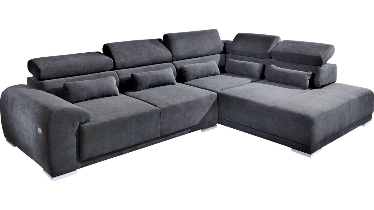 Ecksofa A. z. iwaniccy aus Stoff in Grau Ecksofa Padua graues Flachgewebe Centauri 19 – Stellfläche ca. 320 x 229 cm