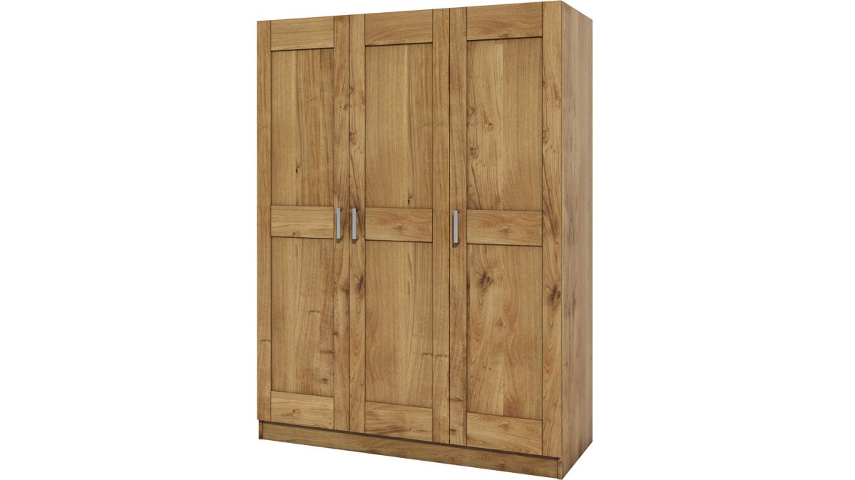 Kleiderschrank Elfo-möbel aus Holz in Holzfarben Kleiderschrank Toni als Massivholzmöbel  geölte Wildeiche – drei Türen