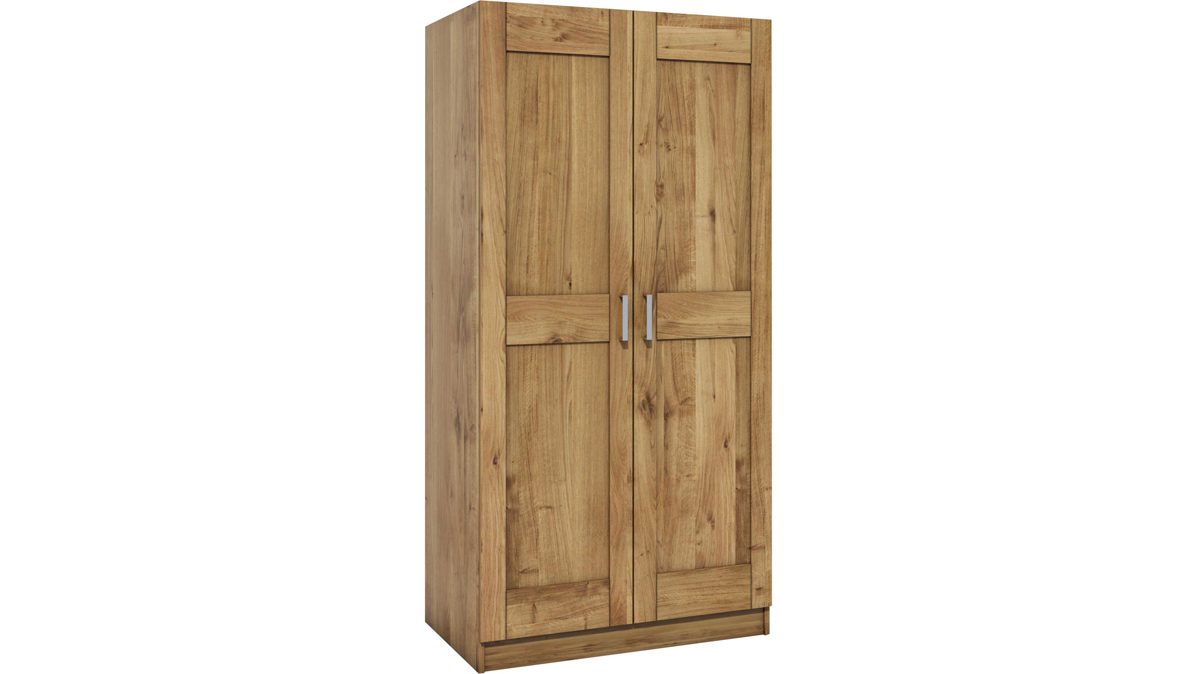 Kleiderschrank Elfo-möbel aus Holz in Holzfarben Kleiderschrank Toni als Massivholzmöbel  geölte Wildeiche – zwei Türen, Breite ca. 102 cm