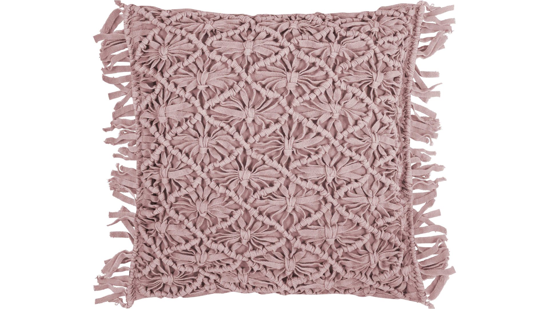 Kissenbezug /-hülle Magma sitting point aus Naturfaser in Rosa MAGMA Kissenhülle Fringe altrosefarbene Baumwolle - ca. 45 x 45 cm