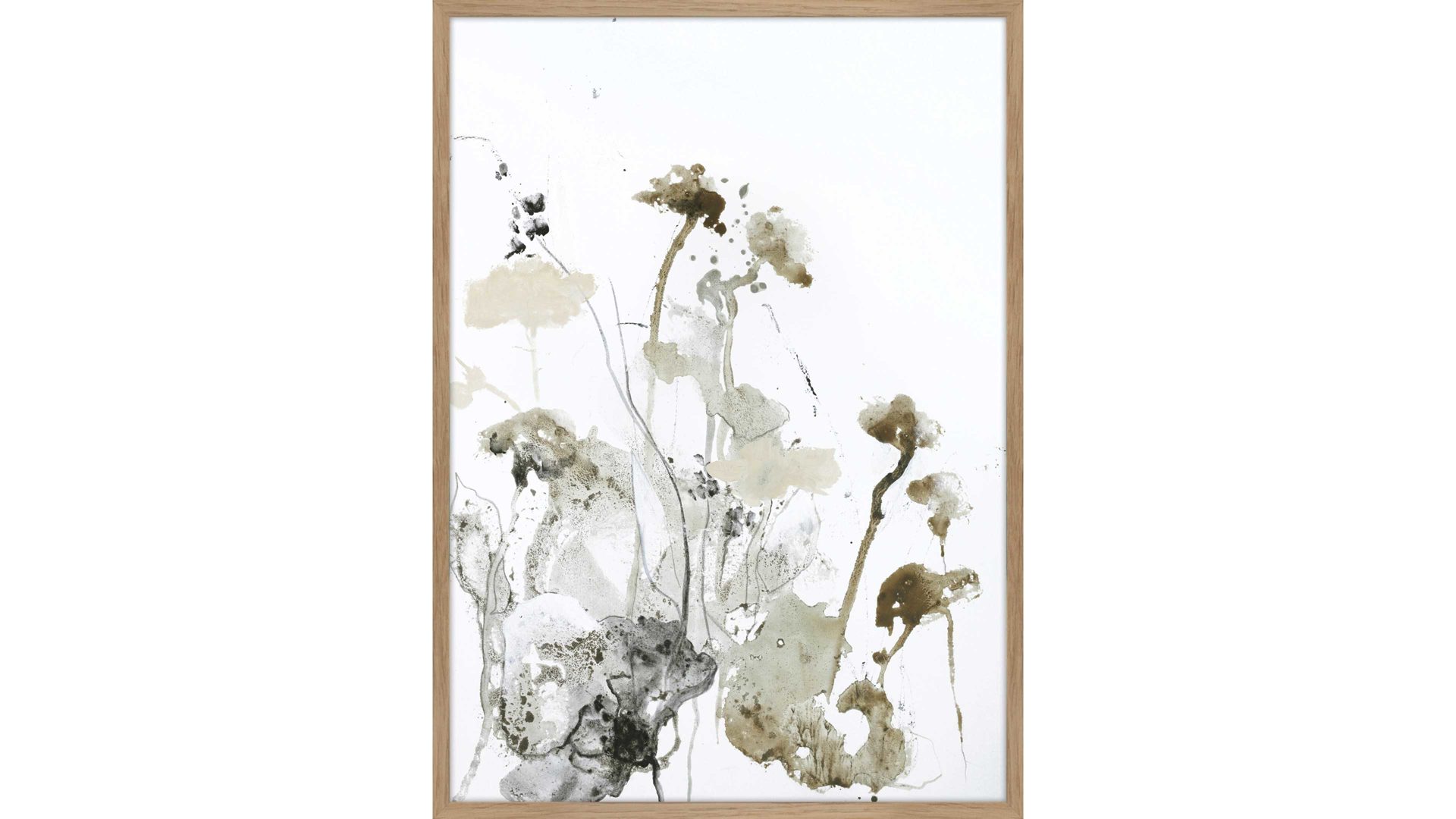 Kunstdruck Malerifabrikken aus Karton / Papier / Pappe in Grau Posterboard These Days 1 mit Rahmen Motiv Wildblumen & Eichenholzrahmen – ca. 30 x 40 cm
