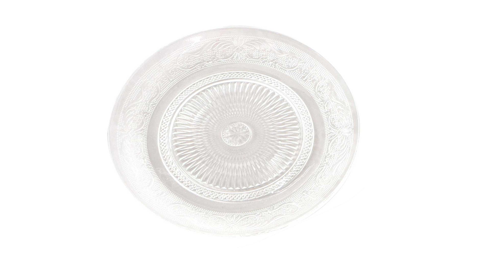 Essteller Boltze aus Glas in Transparent Glasteller Relief Klarglas – Durchmesser ca. 25 cm
