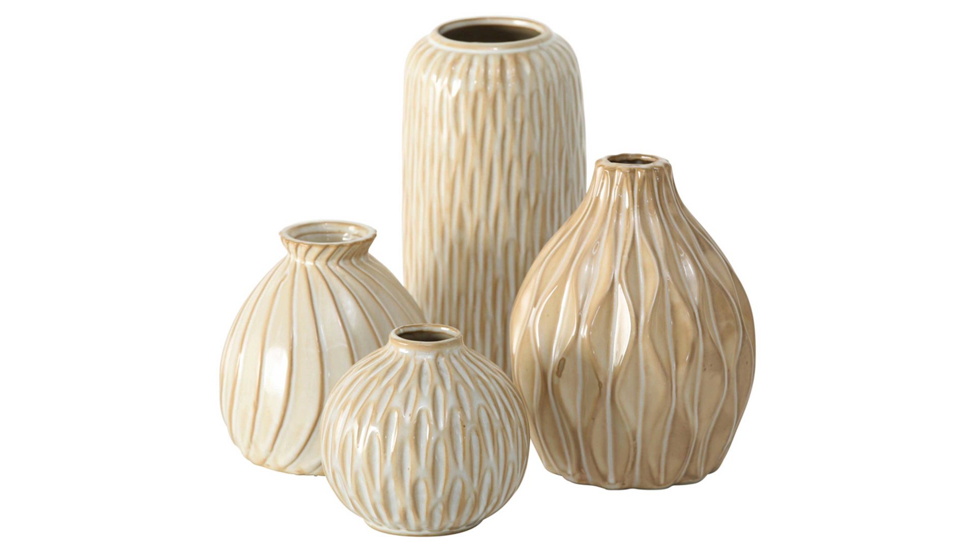 Vase Boltze aus Keramik in Beige Vasen-Set Zalina cremeweißes Porzellan – vierteilig