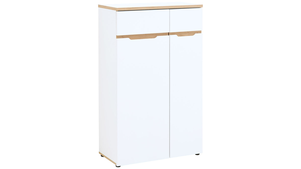 Aktenschrank Innostyle aus Holz in Weiß Büro Serie Memphis - Büroschrank Weiß & Artisan Eiche - ca. 75 x 122 cm