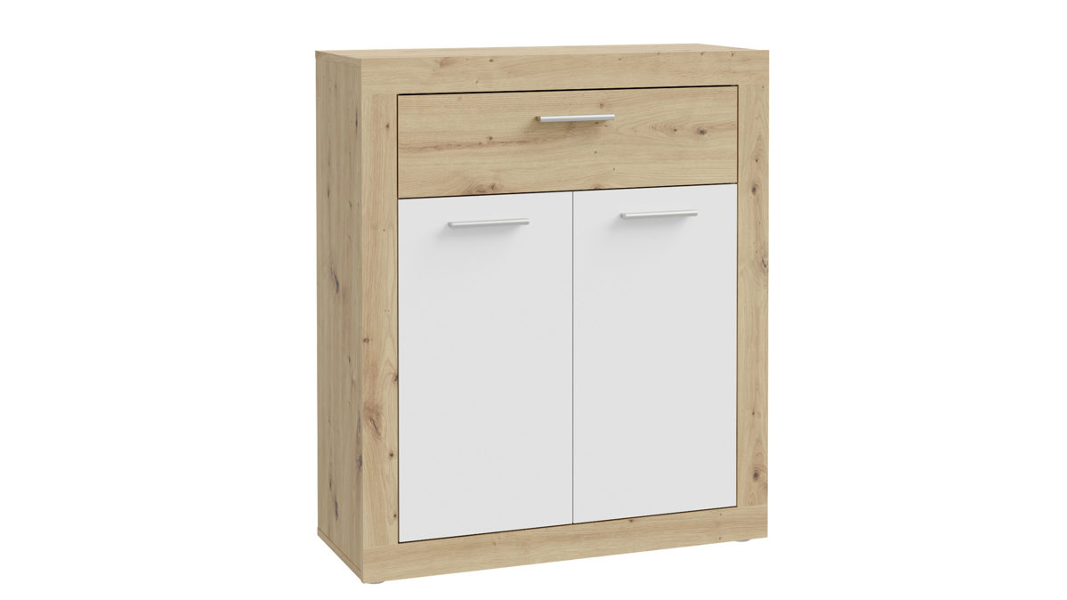 Kommode Forte® aus Holz in Weiß Garderobenprogramm Baccio - Kommode-Set Weiß & Artisan Eiche – ca. 83 x 98 cm