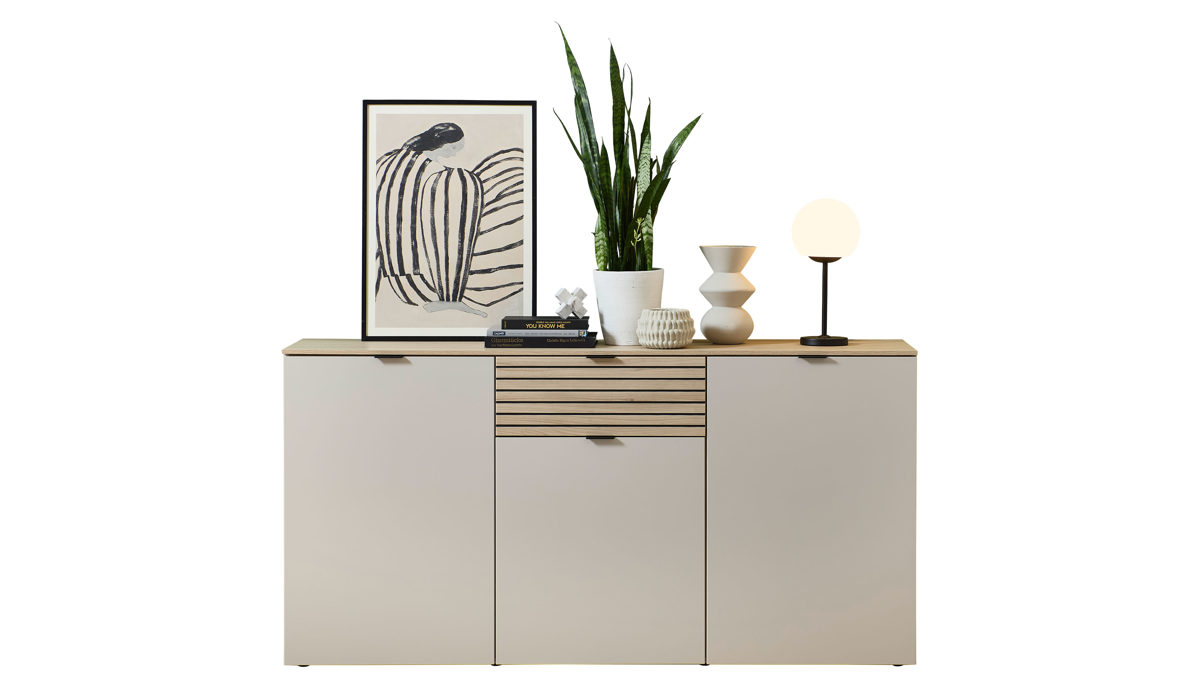 Sideboard Innostyle aus Holz in Hellbraun Wohnzimmer Serie Ina - Sideboard Kaschmir & Riva Eiche - ca. 180 x 90 cm