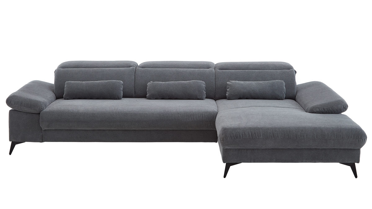 Ecksofa A. z. iwaniccy aus Stoff in Grau Polsterprogramm Exit - Funktions-Ecksofa grauer Velourbezug Onega 07 - Stellfläche ca. 314 x 198 cm