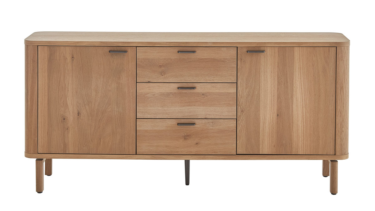 Sideboard WOODS & TRENDS aus Holz in Holzfarben WOODS & TRENDS Esszimmer Serie Zade - Sideboard Eiche - zwei Türen, drei Schubladen, Breite ca. 180 cm
