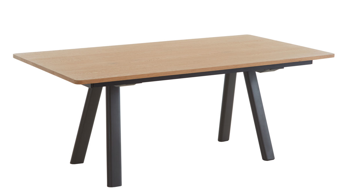 Auszugtisch WOODS & TRENDS aus Holz in Holzfarben WOODS & TRENDS Esszimmer Serie Zade - Auszugtisch Eiche & Schwarz -  ca. 200 - 280 x 100 cm