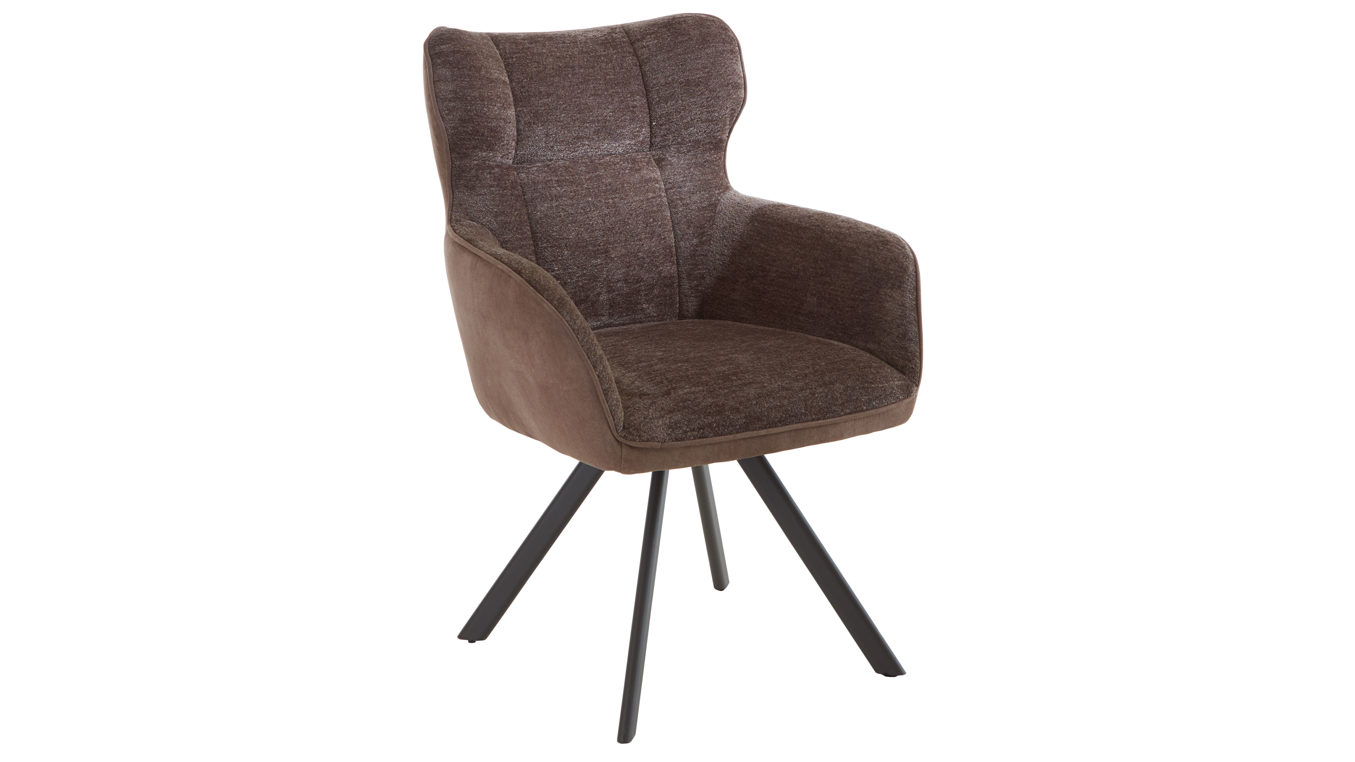 Vierfußstuhl Habufa® aus Stoff in Braun HABUFA® Polsterstuhl Joah mit Drehfunktion lava-leberfarbener Bezug & graphitfarbenes Metall