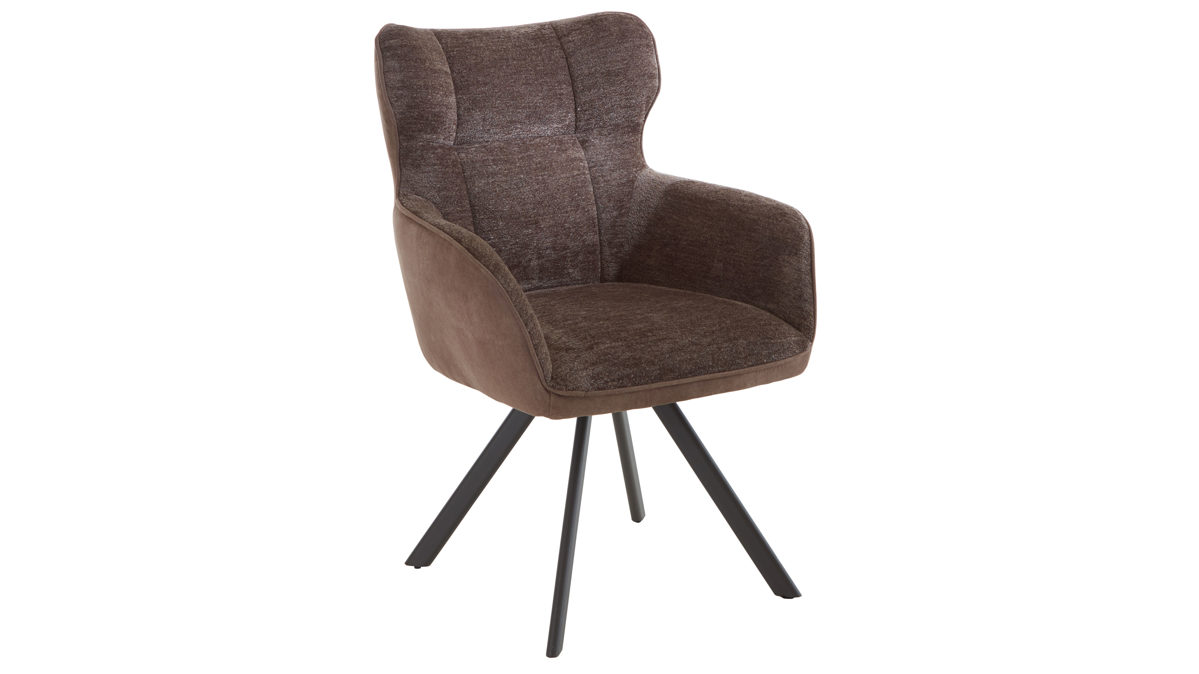 Vierfußstuhl Habufa® aus Stoff in Braun HABUFA® Polsterstuhl Joah mit Drehfunktion lava-leberfarbener Bezug & graphitfarbenes Metall