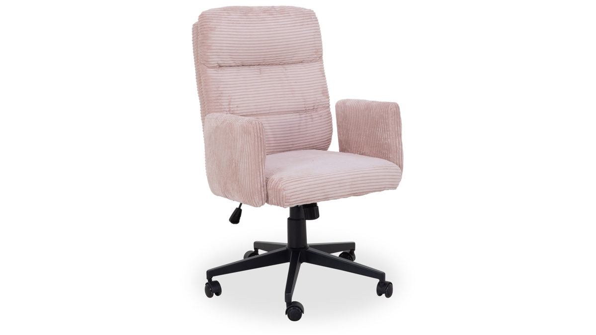 Bürostuhl Duo collection aus Stoff in Rosa Drehsessel Charly altrosafarbener Cordbezug & schwarzes Drehkreuz