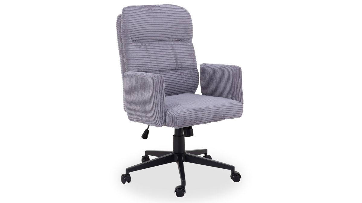 Bürostuhl Duo collection aus Stoff in Grau Drehsessel Charly grauer Cordbezug & schwarzes Drehkreuz