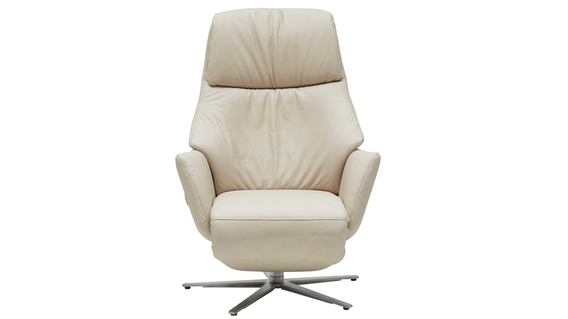 Relaxsessel Interliving aus Leder in Beige Interliving Sessel Serie 4520 - Sessel 46U44 marmorfarbenes Longlife-Leder & edelstahlfarbener Sternfuß - Sitzhöhe ca. 46 cm