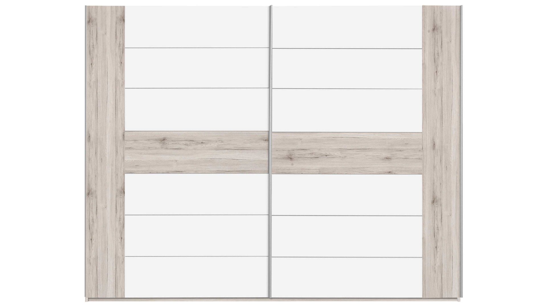 Kleiderschrank Forte aus Holz in Weiß Schwebetürenschrank Rondino Sandeiche & Weiß – zwei Türen, Breite ca. 270 cm
