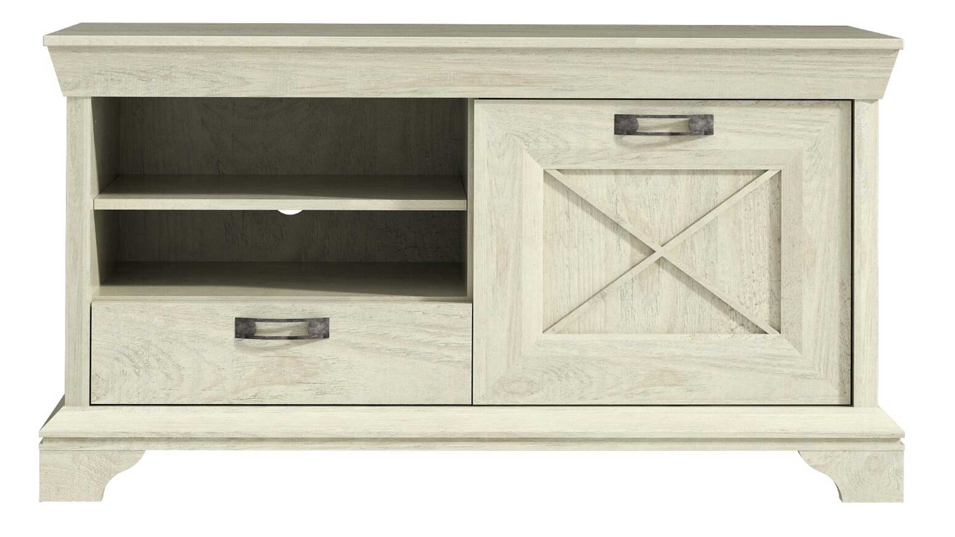 Medienmöbel Forte aus Holz in Weiß Medienmöbel Kashmir Pinie Weiß -  eine Tür, eine Schublade