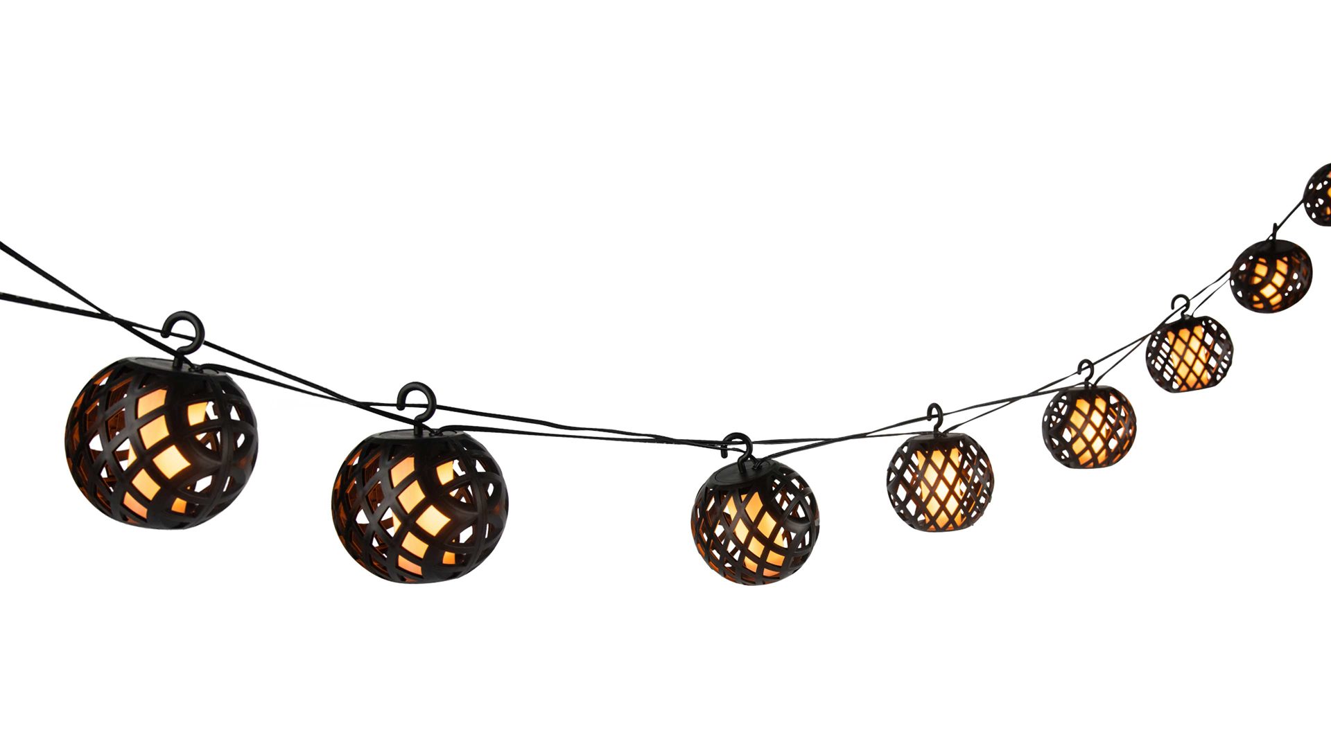 Lichterkette Globo lighting aus Kunststoff in Schwarz GLOBO LED-Solar-Lichterkette schwarze Kunststoffkugeln - Länge ca. 410 cm