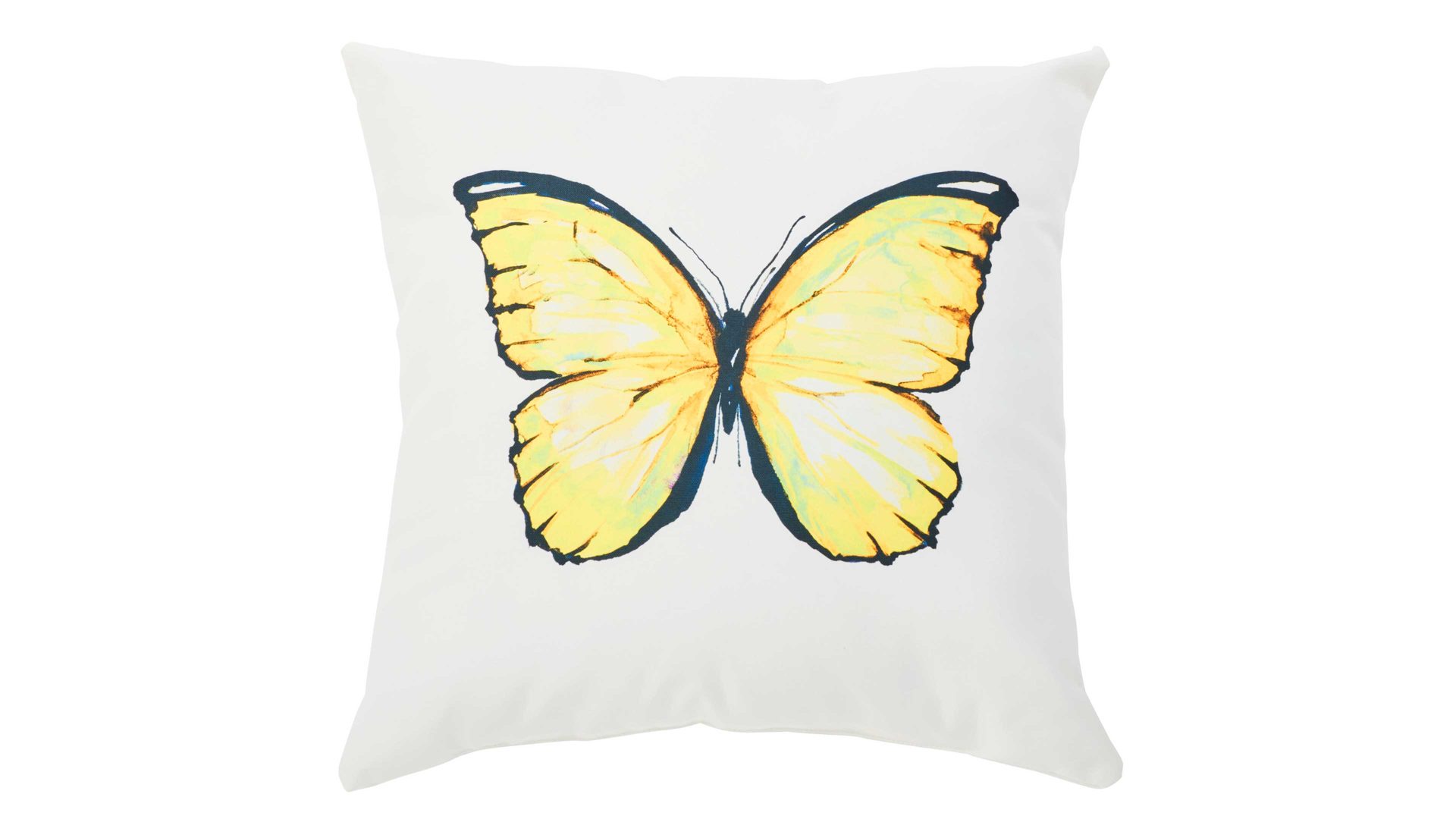 Einzelkissen Done.® aus Kunstfaser in Gelb done.® Kissen Cushion Outside Butterfly Dessin Schmetterling– ca. 65 x 65 cm