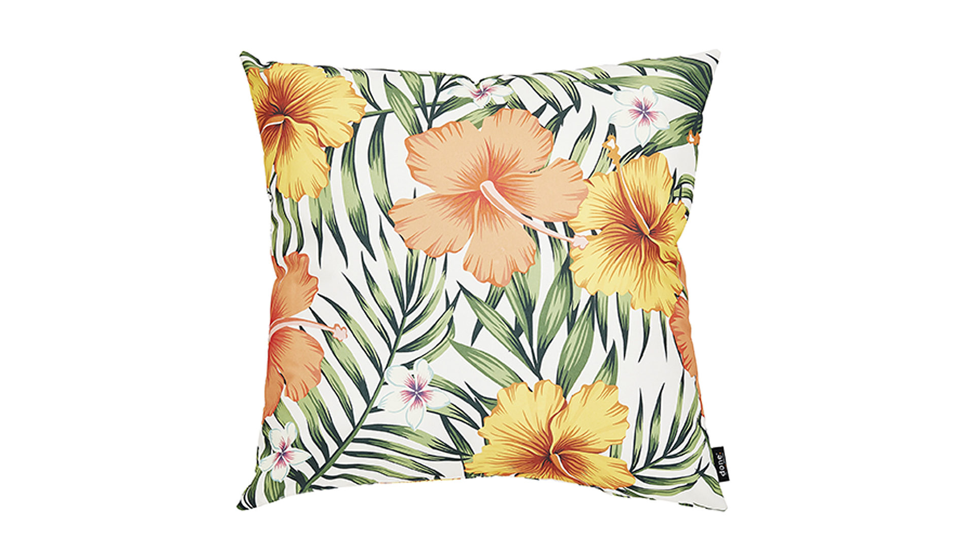 Einzelkissen Done® by karabel home company aus Kunstfaser in Orange DONE® Kissen Cushion Outside Rose Mallow Dessin Hibiscus – ca. 65 x 65 cm