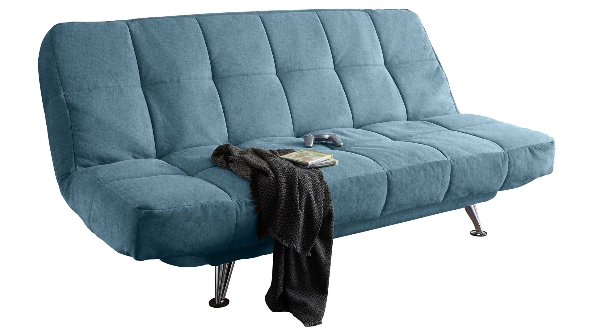 Schlafsofa Ed lifestyle (black red white) aus Stoff in Blau Schlafsofa Ikar denimfarbener Bezug - Breite ca. 208 cm