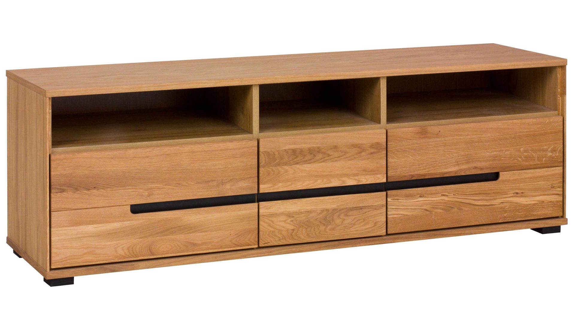 Lowboard Elfo-möbel aus Holz in Holzfarben Wohnprogramm Lola - Lowboard Länge ca. 163 cm - Eiche & Schwarz