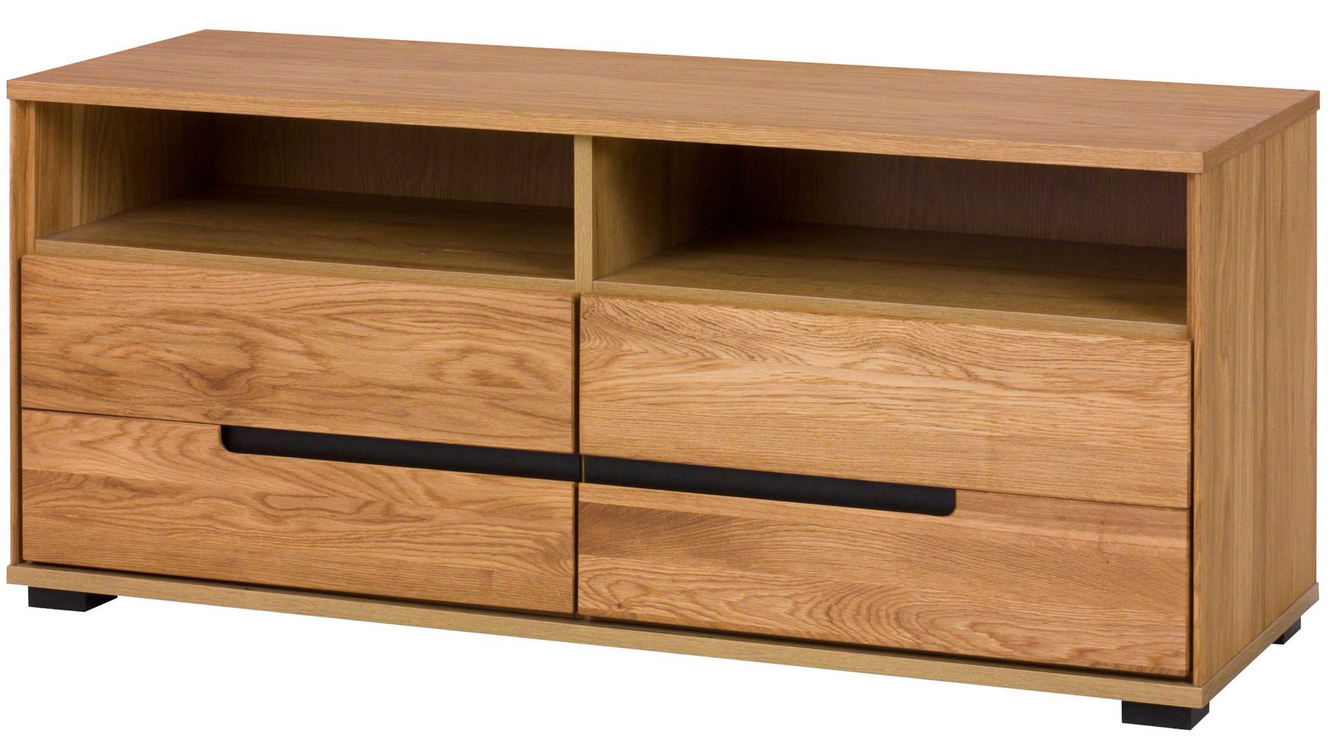 Lowboard Elfo-möbel aus Holz in Holzfarben Wohnprogramm Lola - Lowboard Länge ca. 123 cm - Eiche & Schwarz