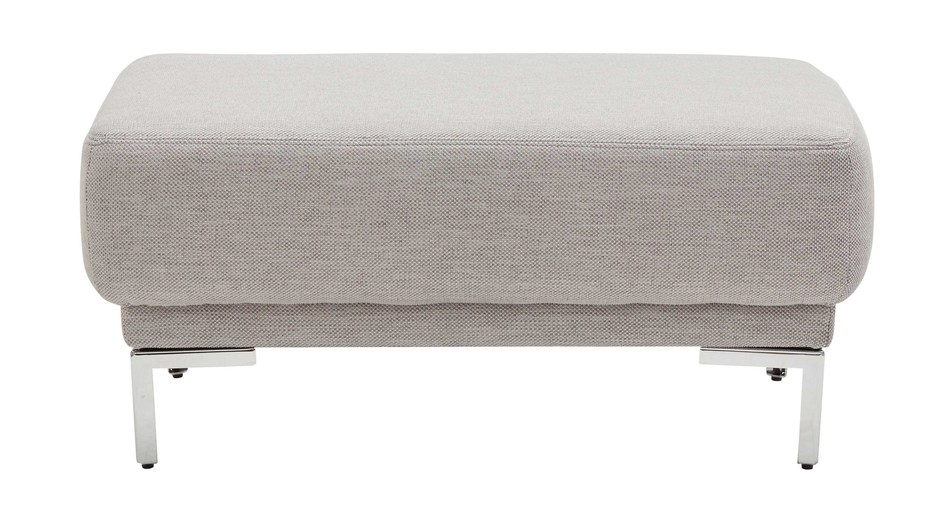 Polsterhocker Interliving aus Stoff in Hellgrau Interliving Sofa Serie 4251 – Polsterhocker 30005 hellgrauer Stoffbezug Sneak 149 & silberfarbene Metallfüße – ca. 95 x 65 cm