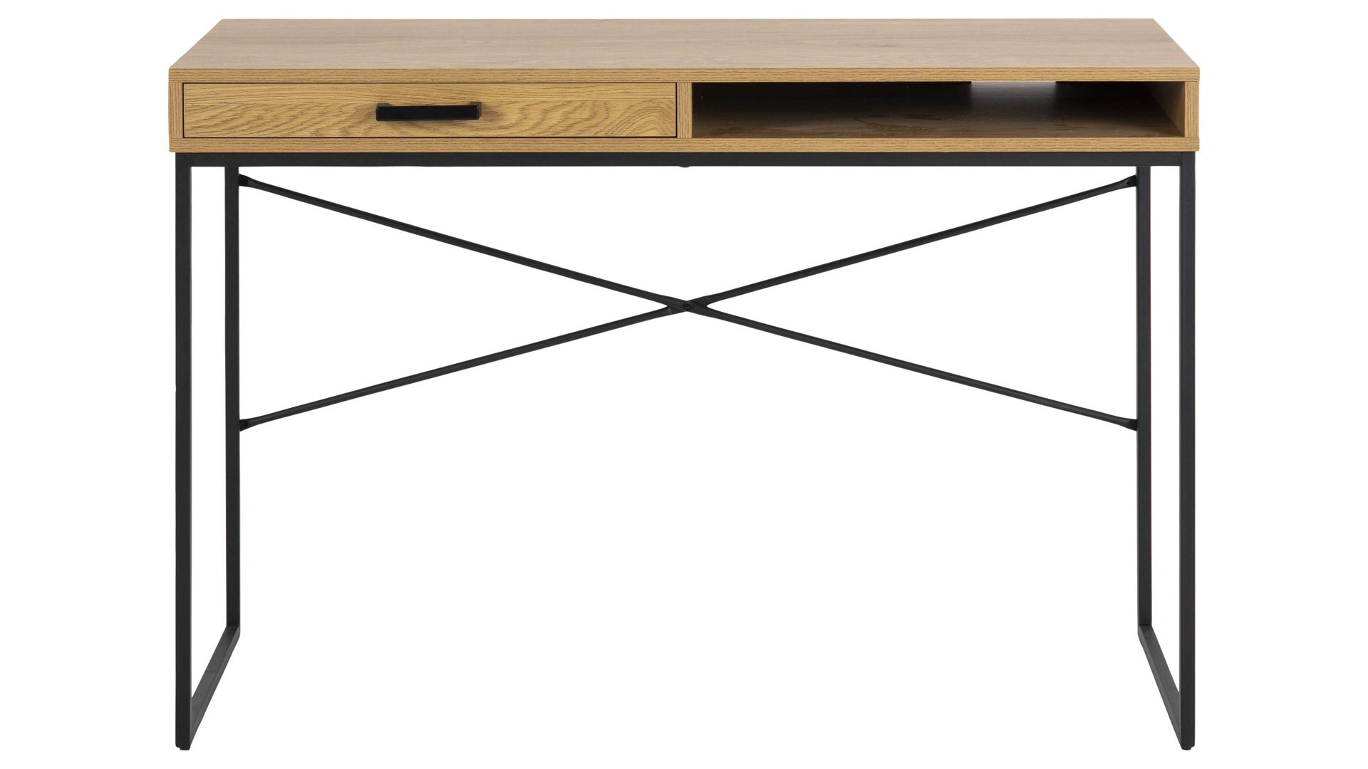 Schreibtisch Actona group aus Holz in Holzfarben Schreibtisch Seaford im Industrielook bzw. PC-Tisch Wildeiche & Schwarz – ca. 110 x 45 cm