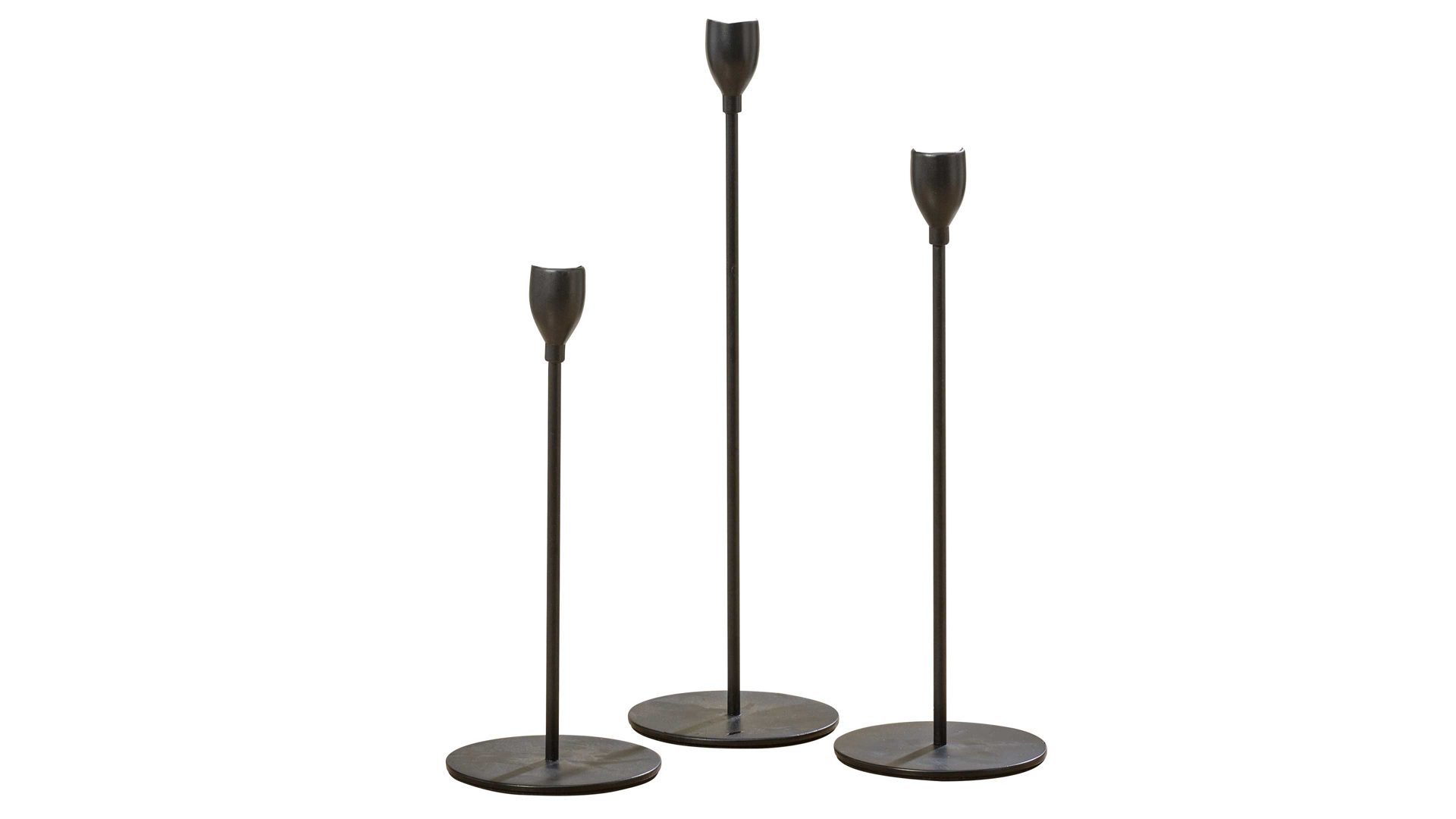 Kerzenständer Boltze aus Metall in Schwarz Kerzenständer-Set Malte schwarzes Eisen – dreiteilig