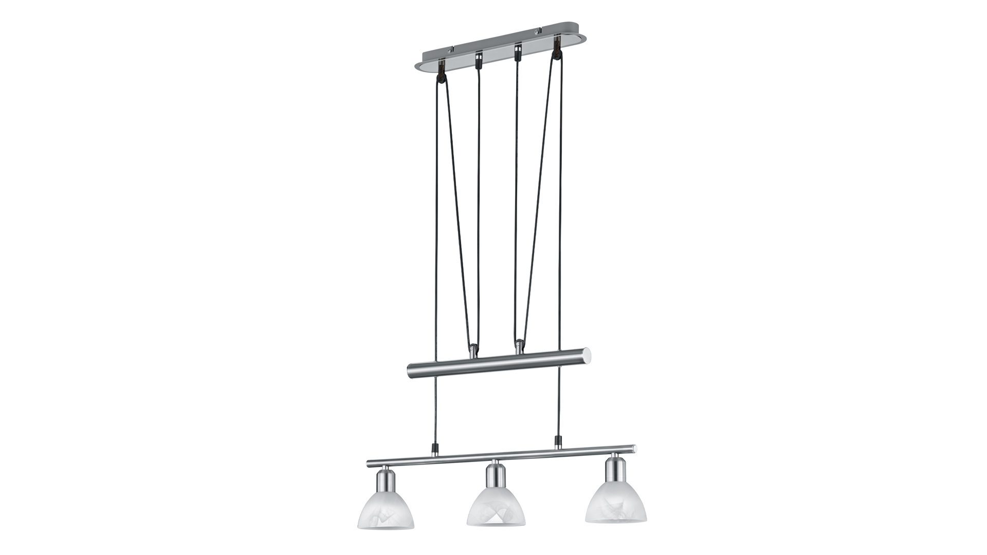 Pendelleuchte Trio lighting for you aus Metall in Metallfarben Jojo-Pendelleuchte Levisto für Ihre Wohnaccessoires Nickel & alabasterweißes Glas – Länge ca. 61 cm