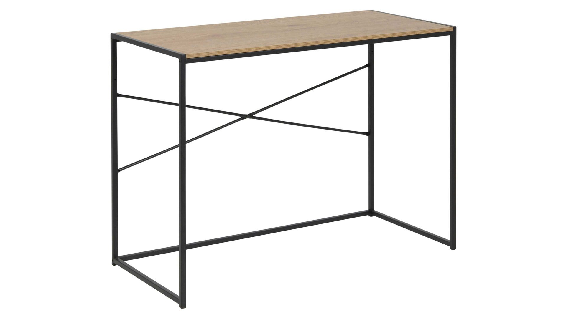 Schreibtisch Actona group a/s aus Holz in Holzfarben Schreibtisch im Industrielook bzw. PC-Tisch Wildeiche & Schwarz – ca. 100 x 45 cm