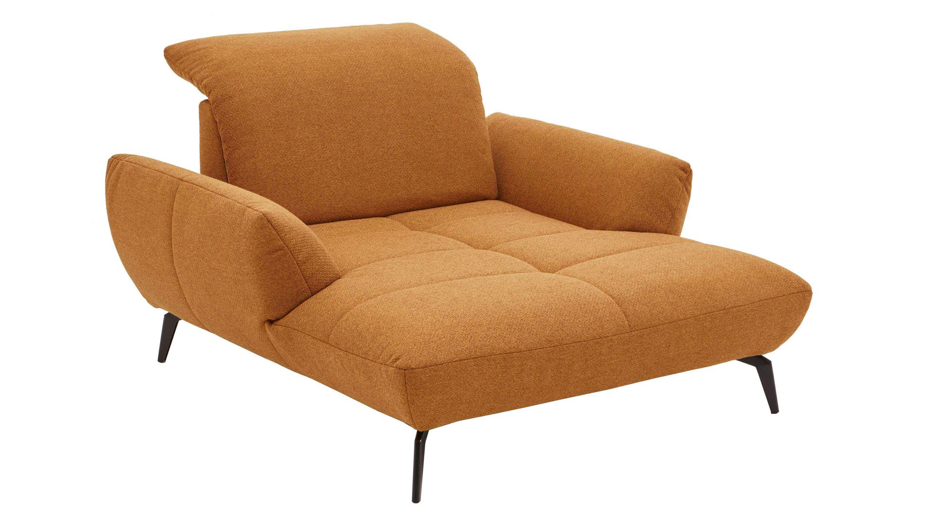 Polstersessel KAWOO aus Stoff in Gelb KAWOO Polsterprogramm New Jersey - Love-Seat senffarbenes Flachgewebe Portofino 06 - Breite ca. 139 cm