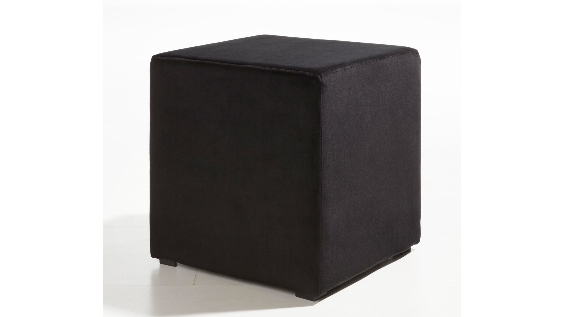 Polsterhocker KAWOO aus Stoff in Schwarz quadratischer KAWOO Polsterhocker Torino - Sitzmöbel schwarzer Mikrovelours Matrix 18 - ca. 40 x 40 cm